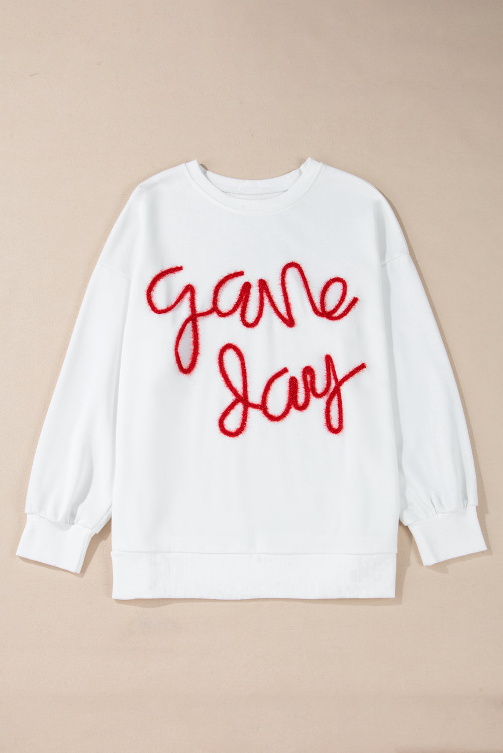 White Plus Size Game Day Tinsel Sweatshirt