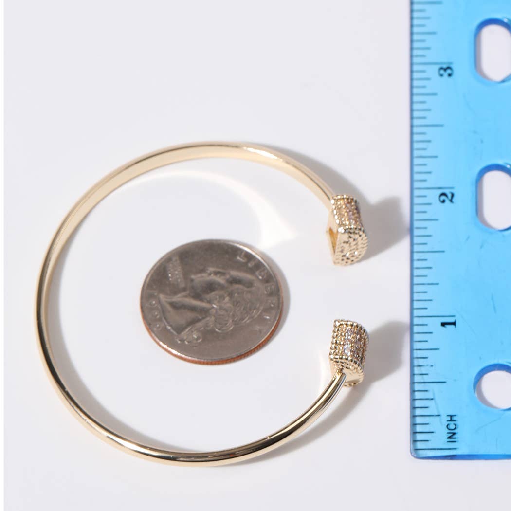 Bar Edge Gold Plated Cuff Bangle Bracelet