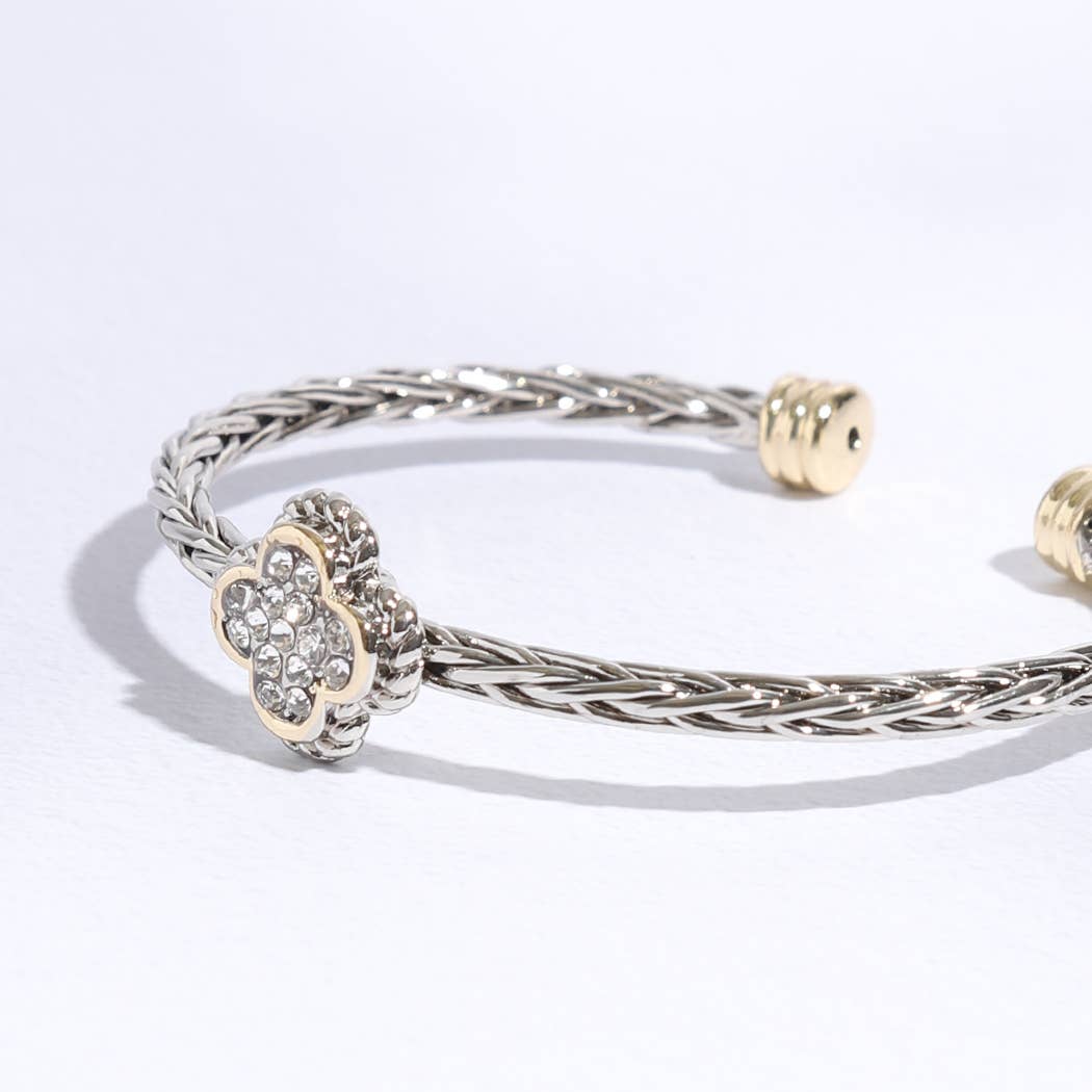 Clover Multi-Toned Twisted Cuff Bracelet
