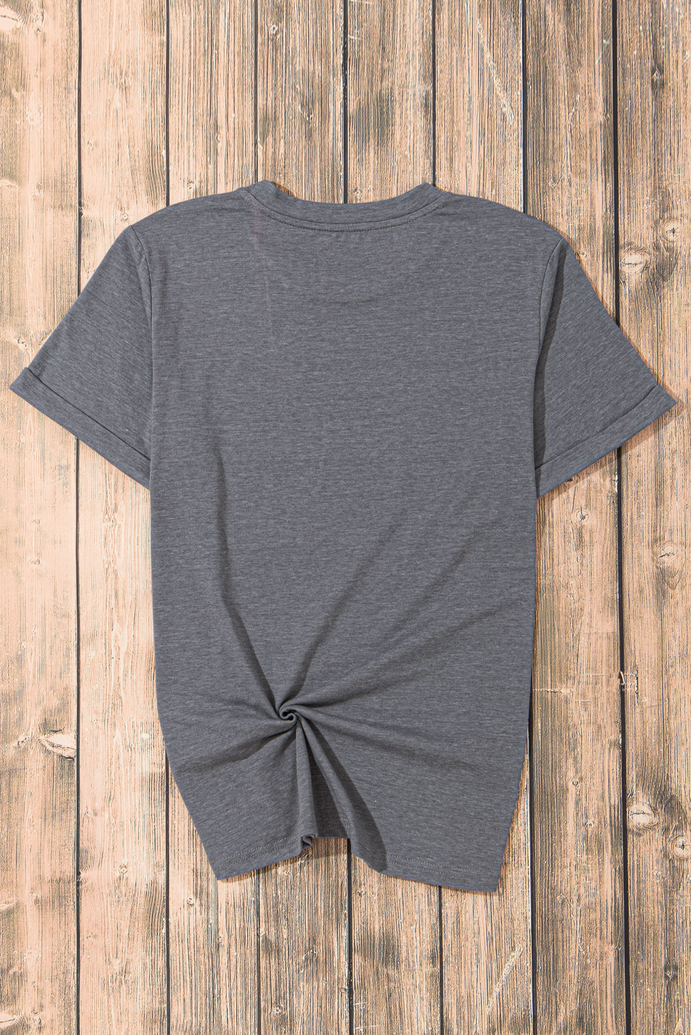 Gray Baseball Bow Knot Print Crewneck Casual T Shirt