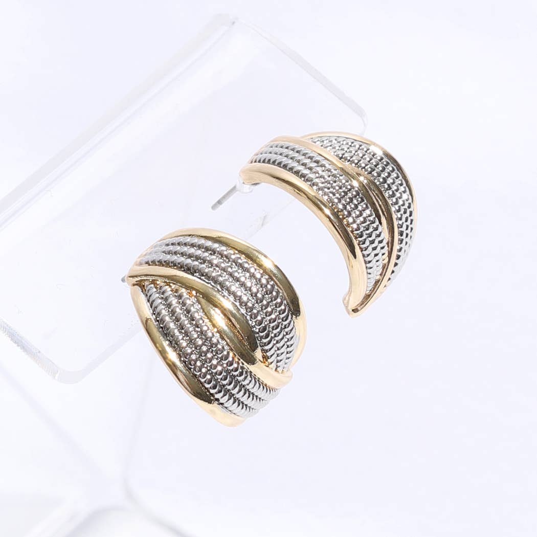 Cable Crossover Pave Post Earrings