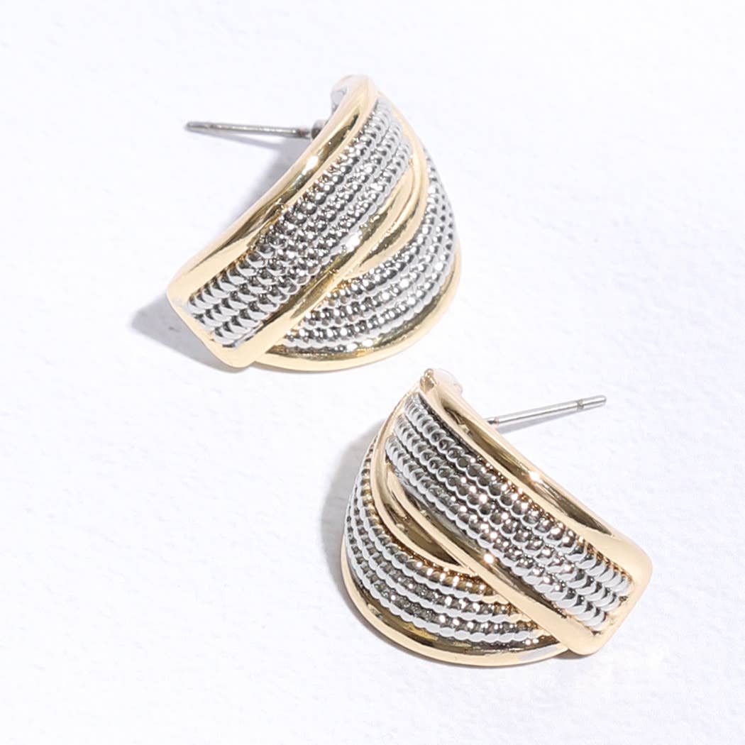 Cable Crossover Pave Post Earrings
