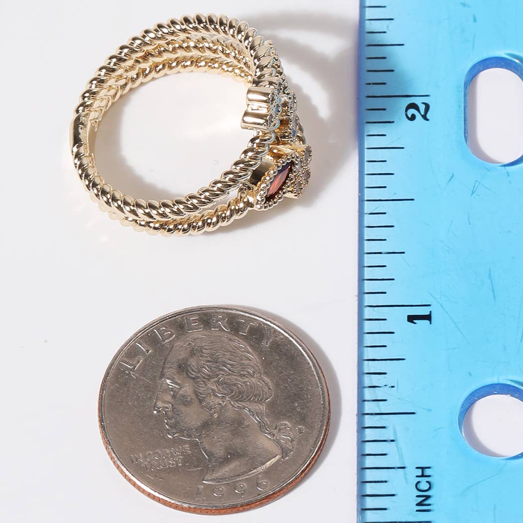 Multi Colored Floral Design Gold Plated Ring