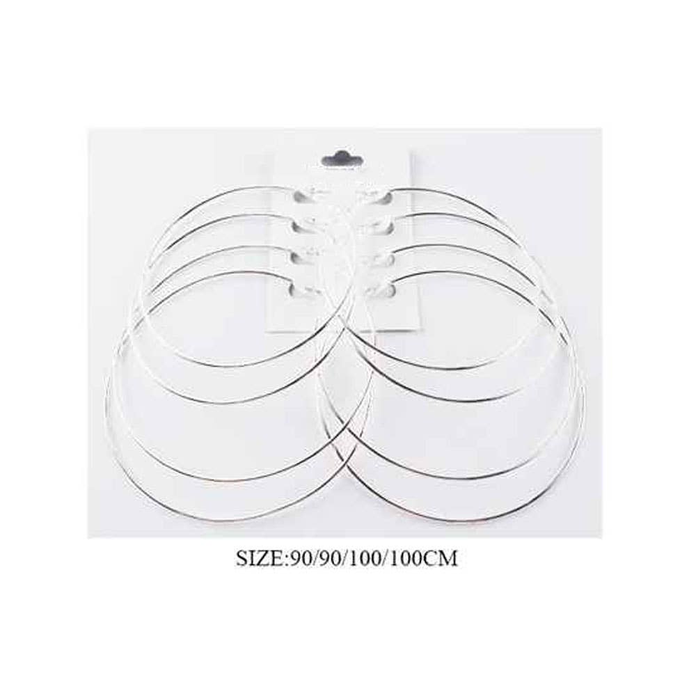 SET OF 4 - Large Thin Metal Hoop Earring Set