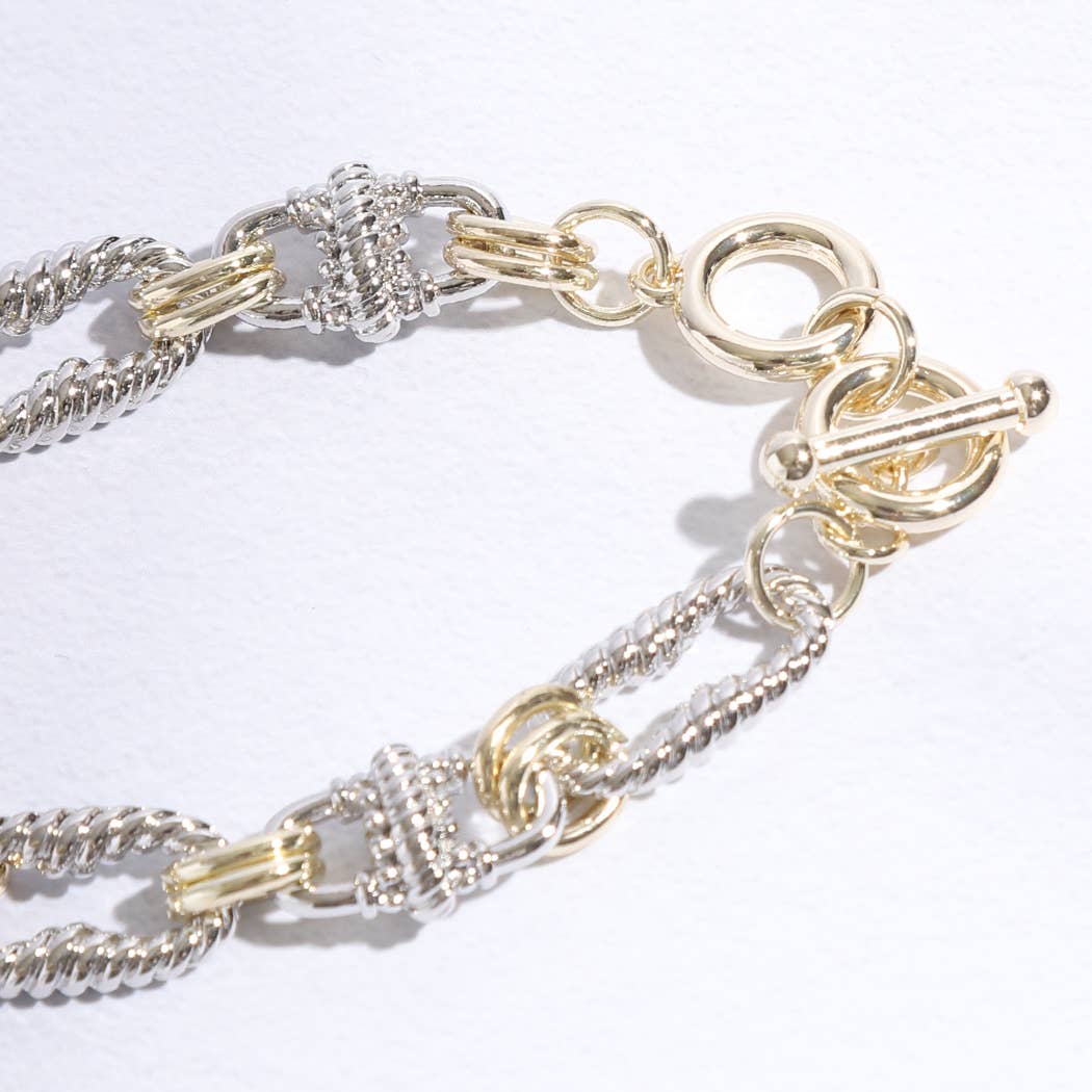 Puffy Heart Charm Twisted Links Bracelet