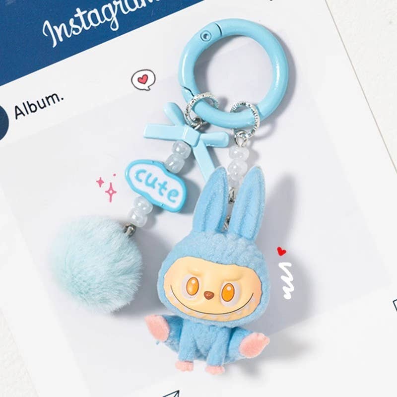 New Mini Yoga Labubu Keychain – Cute Figure & Bag Charm