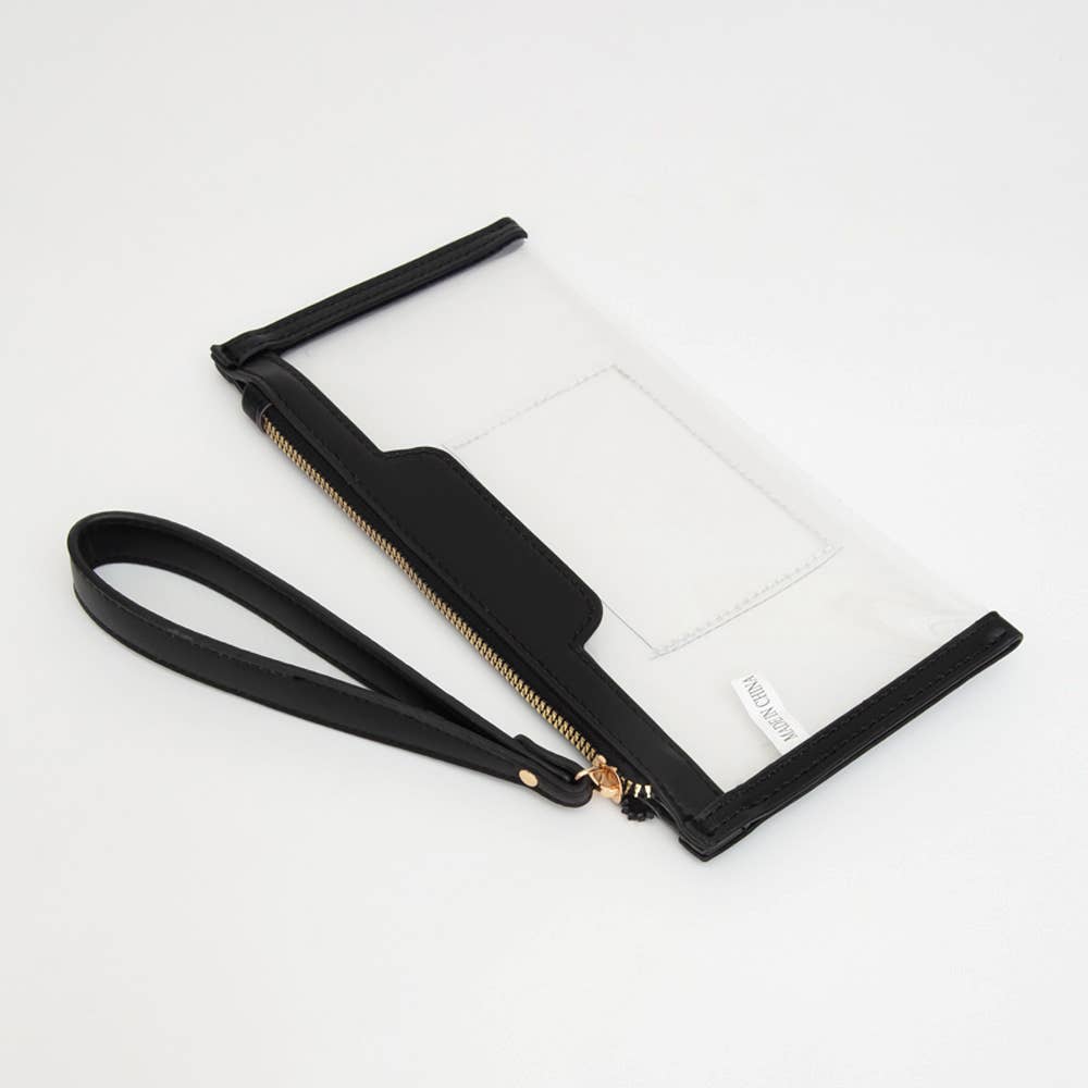 Transparent Flap Wristlet Pouch / Clutch Bag