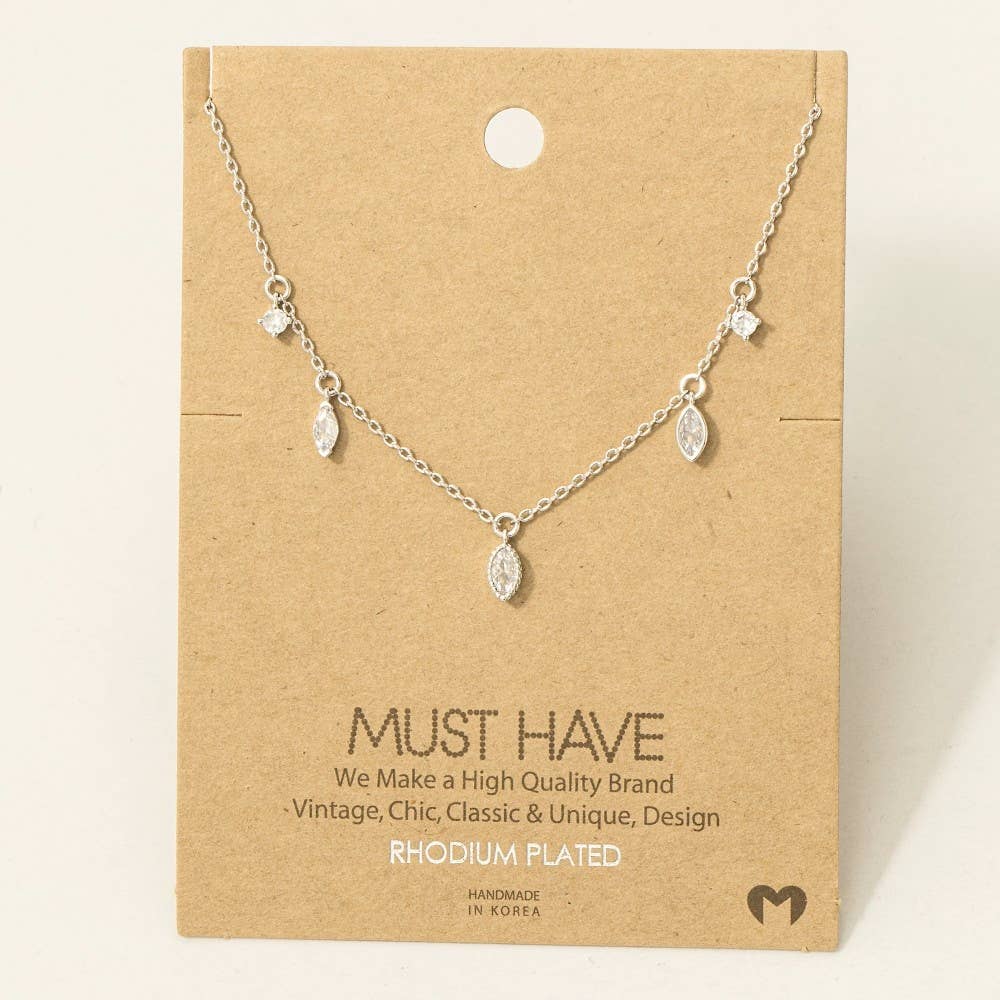 Delicate Rhinestone Station Necklace