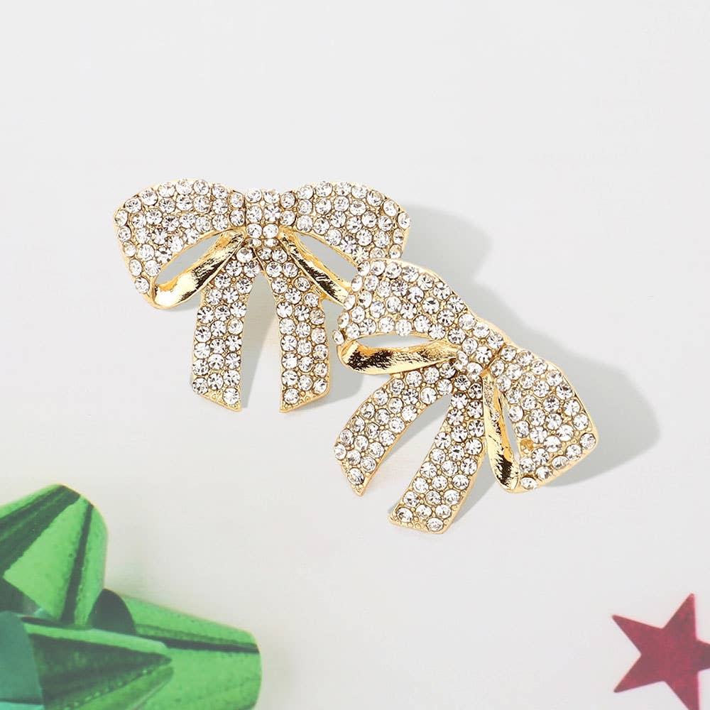 Rhinestone Paved Bow Earrings