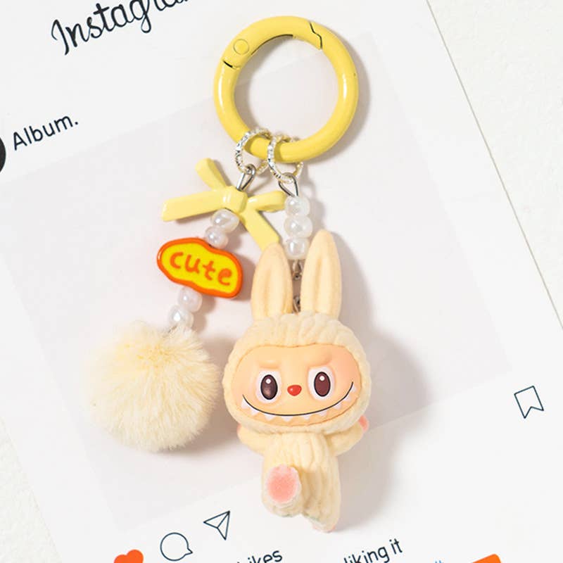 New Mini Yoga Labubu Keychain – Cute Figure & Bag Charm