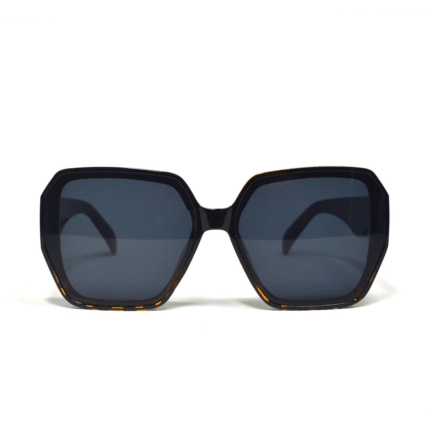 Vintage Black Square Sunglasses with Gold Accent