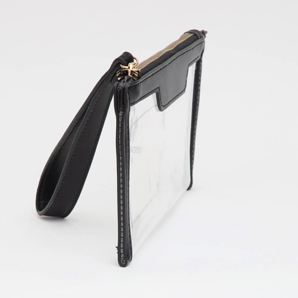 Transparent Flap Wristlet Pouch / Clutch Bag
