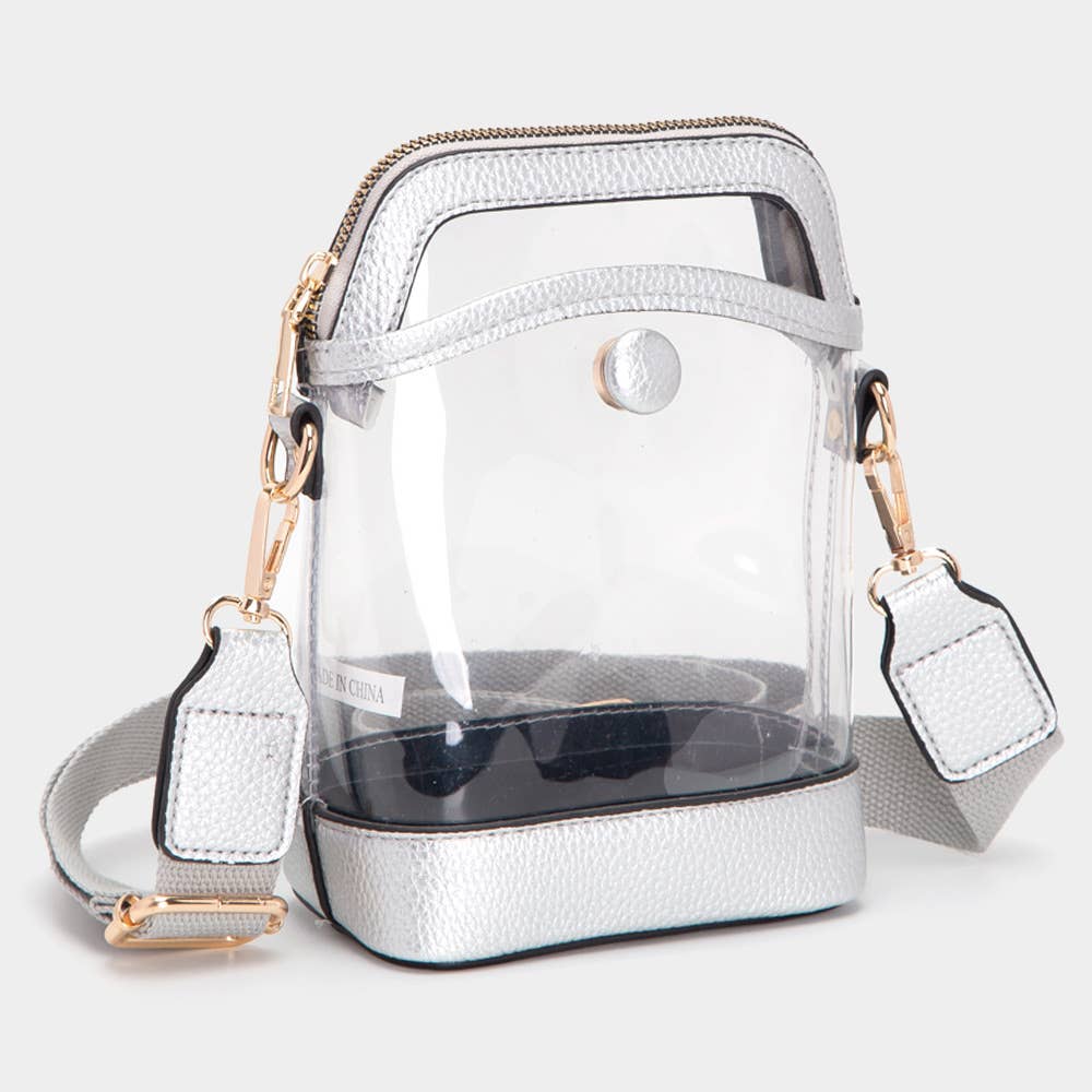 Solid Faux Leather Transparent Crossbody Bag
