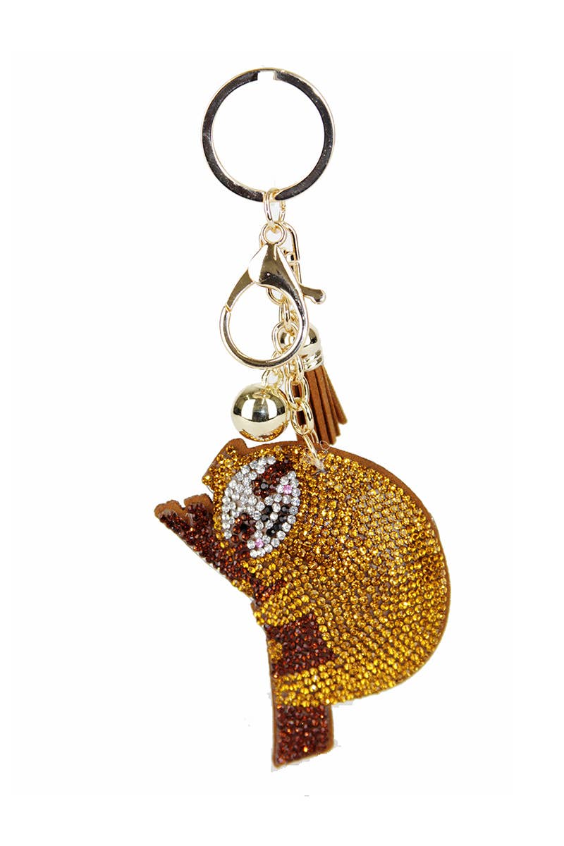 RHINESTONE SLOTH KEY CHAIN WITH TASSEL