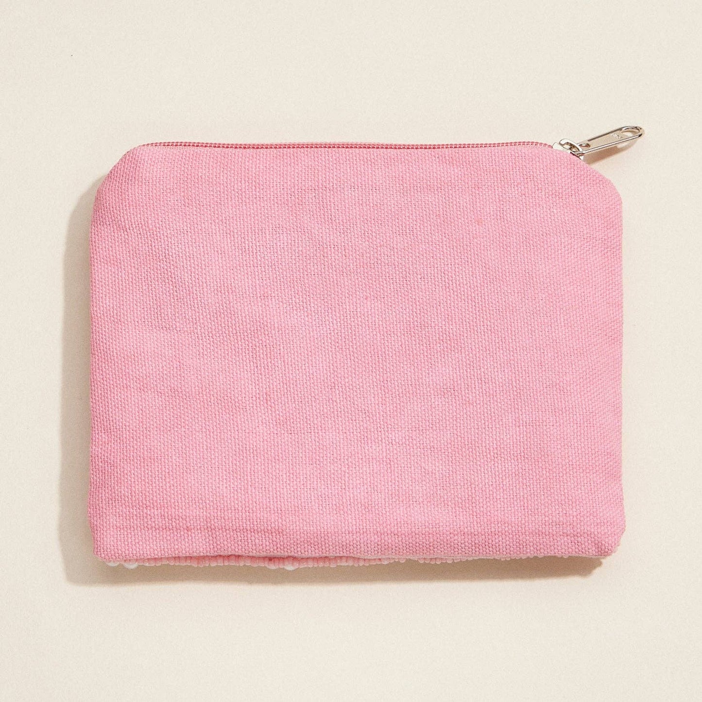 Beaded Pink Flamingo Zip Pouch – Glam Pearl-Embellished Clutch