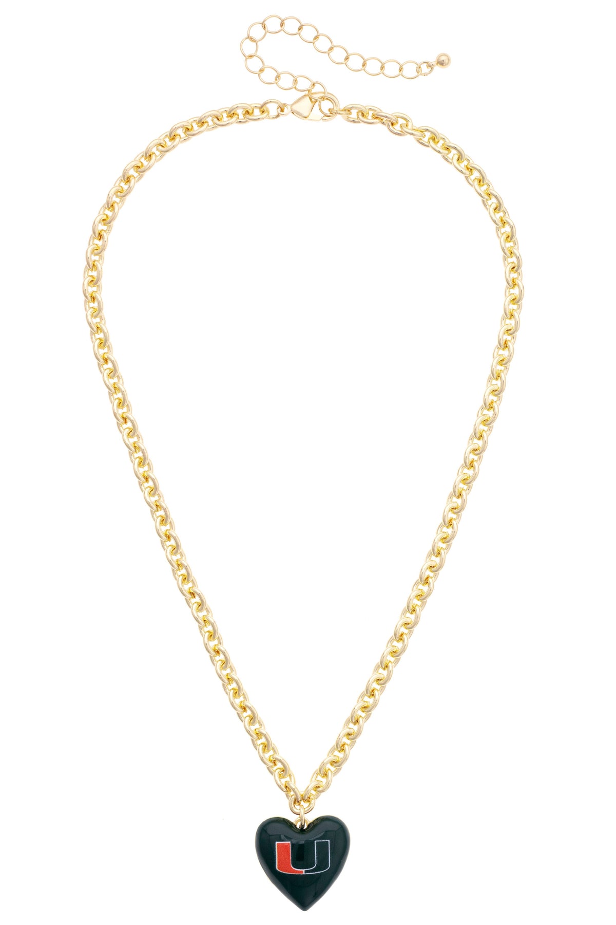 Miami Hurricanes Heart Pendant Necklace