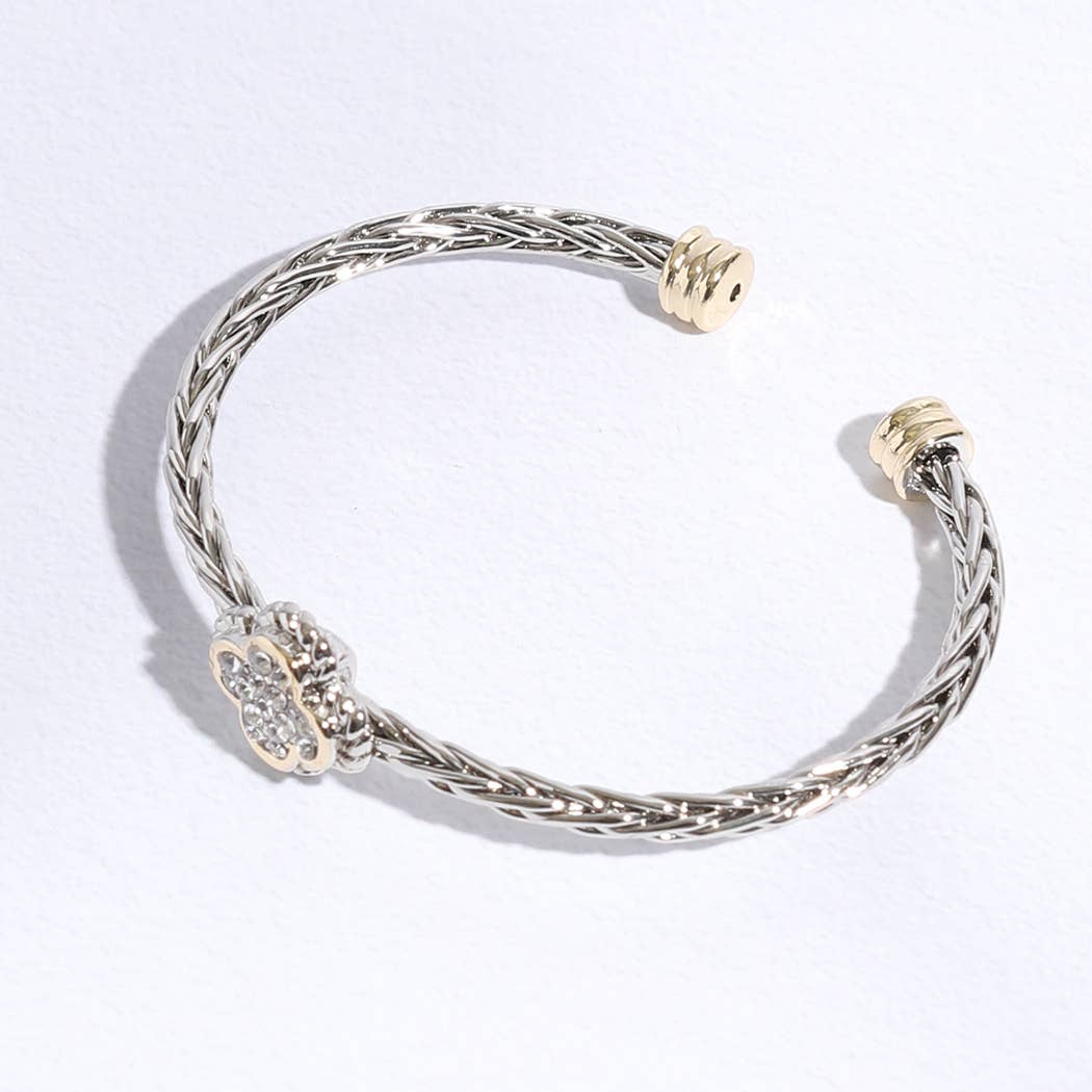 Clover Multi-Toned Twisted Cuff Bracelet