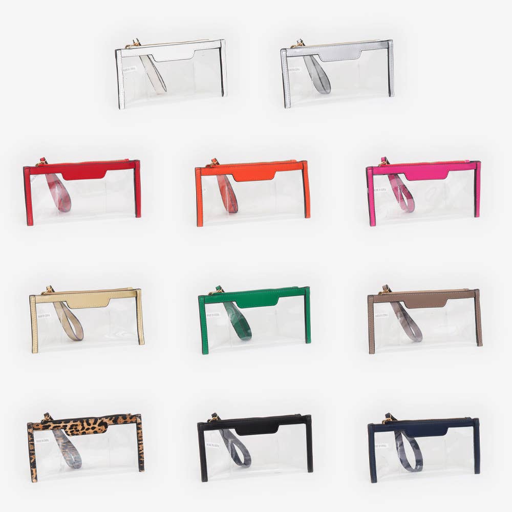 Transparent Flap Wristlet Pouch / Clutch Bag