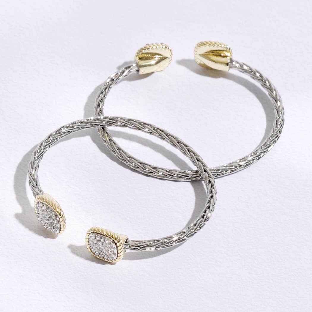 Square Edge Designed Braided Bangle Bracelet