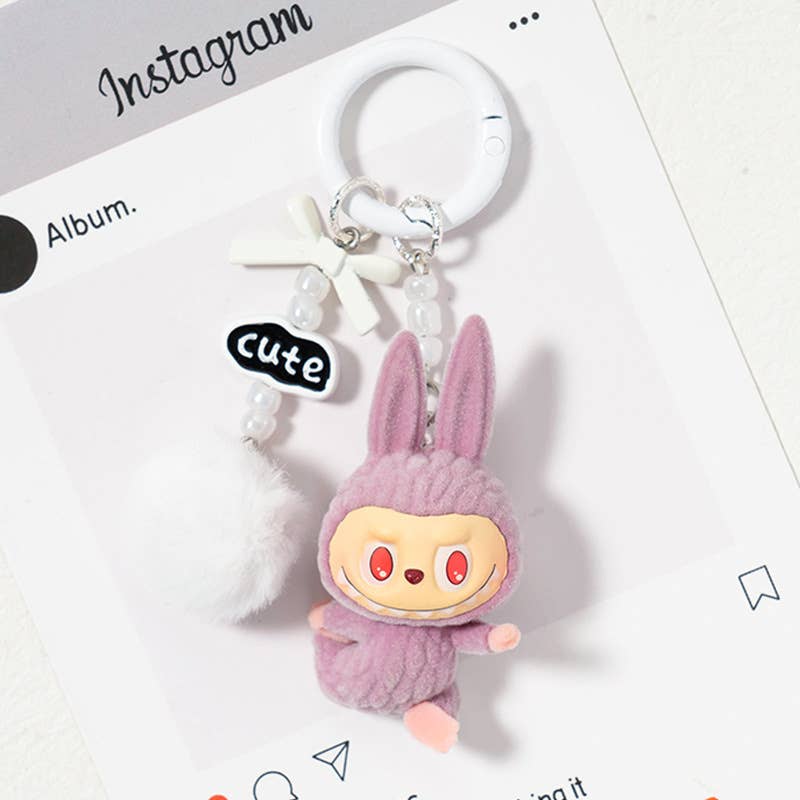 New Mini Yoga Labubu Keychain – Cute Figure & Bag Charm