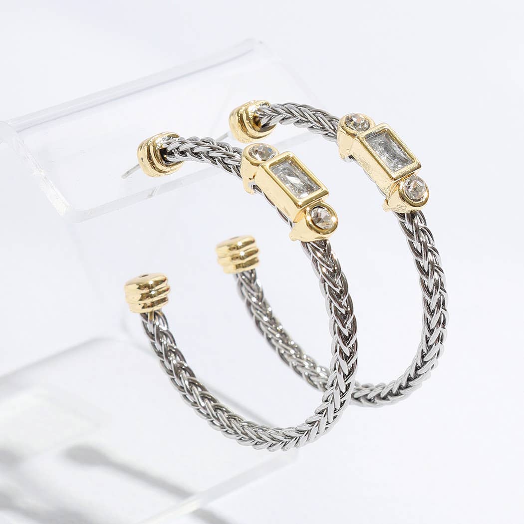 Braided Hoop Geometric Shape Post Earrings