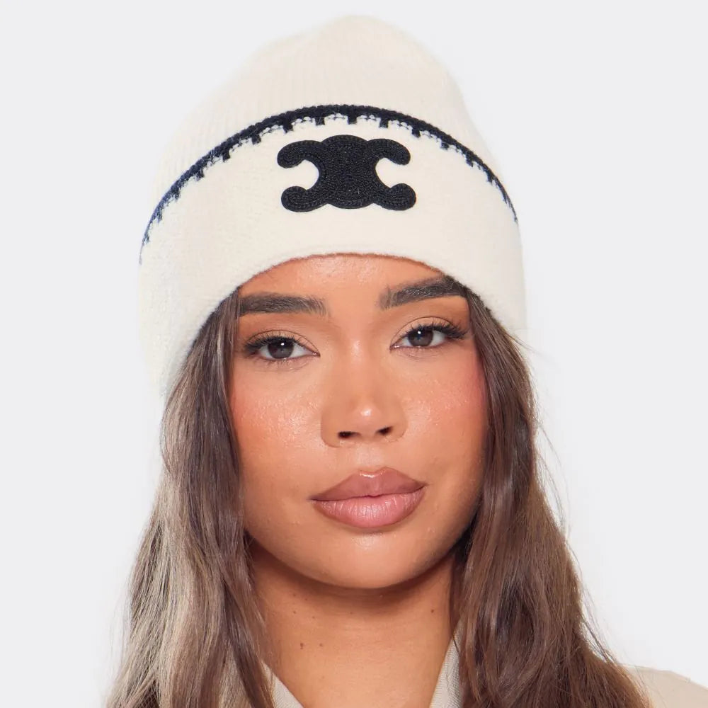 Knit Beanie Hat with Logo