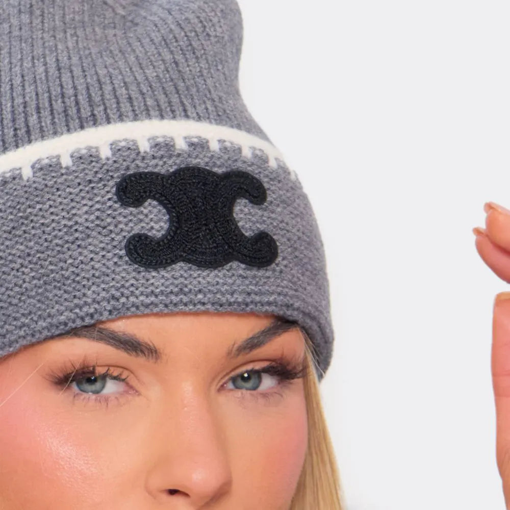 Knit Beanie Hat with Logo