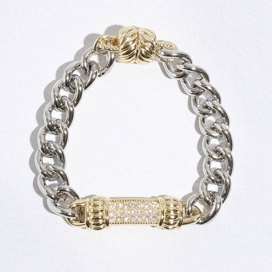 Stone Paved Bar Pointed Chain Magnetic Bracelet