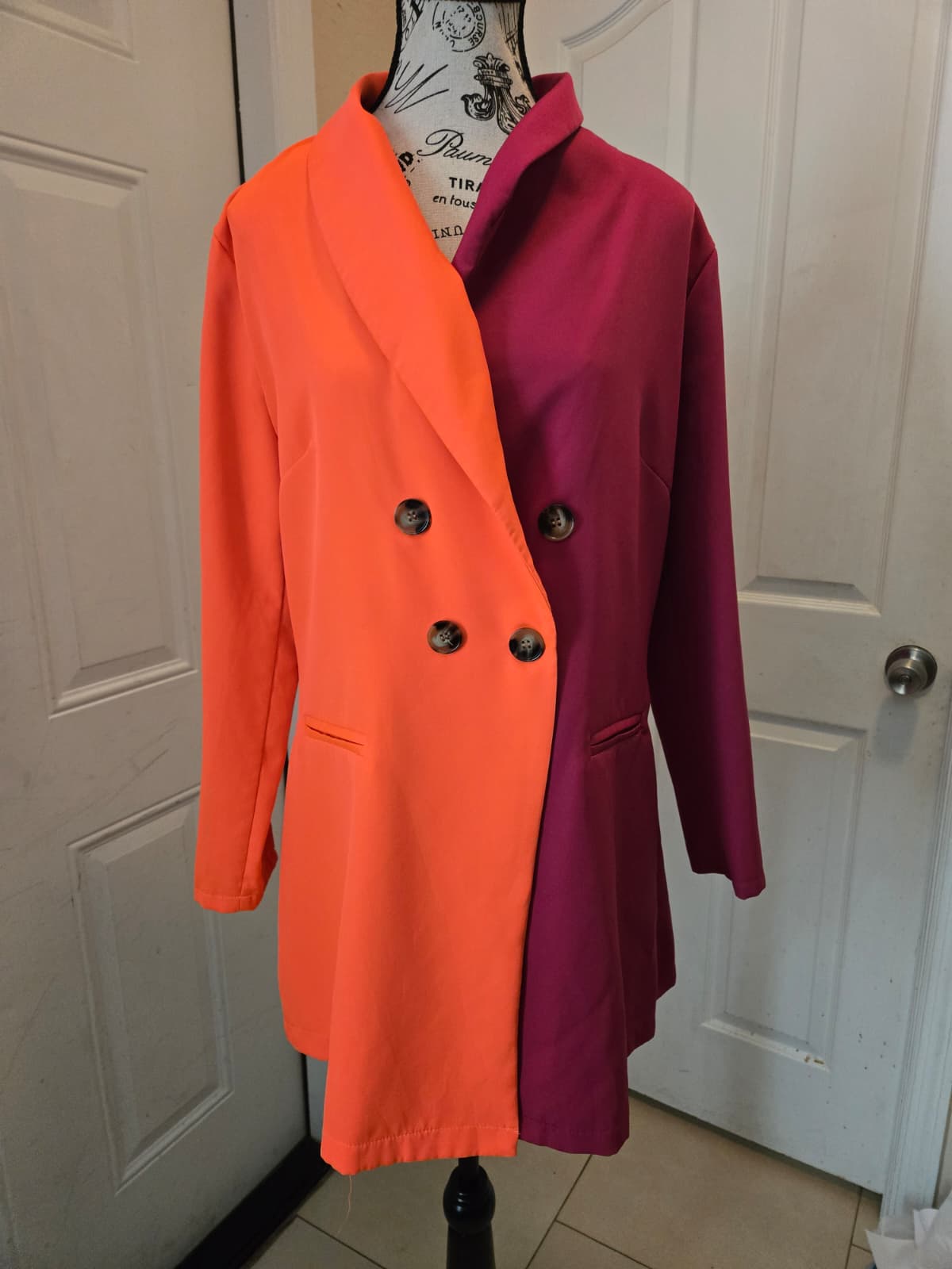 SHEIN Curve Colorblock Double-Breasted Blazer Coat – Size 0XL | Never Worn