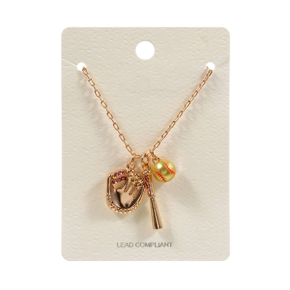 Softball Charm Pendant Necklace