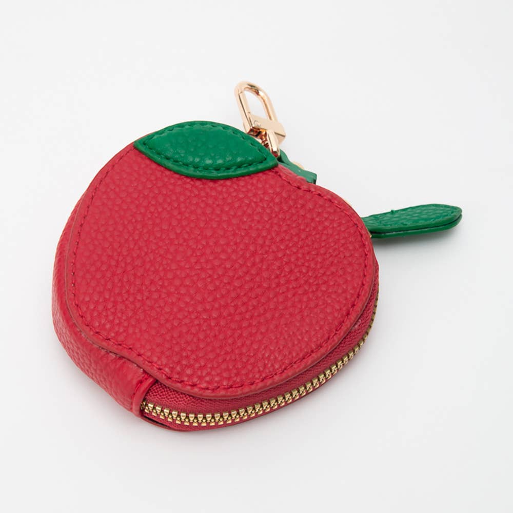 Faux Leather Apple Keychain / Bag Charm / Coin Purse