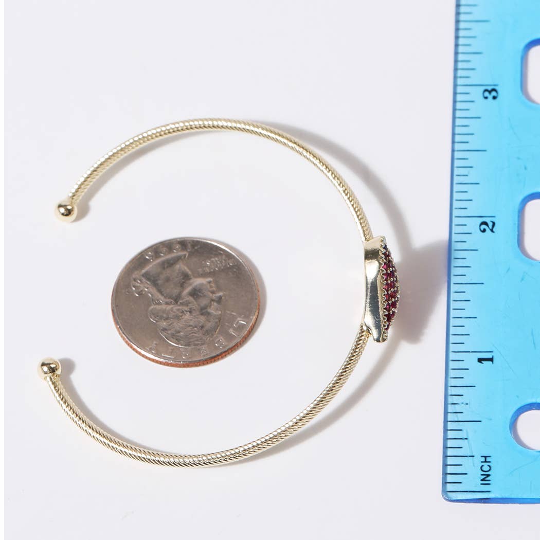 Colored Heart Gold Plated Cuff Bangle Bracelet