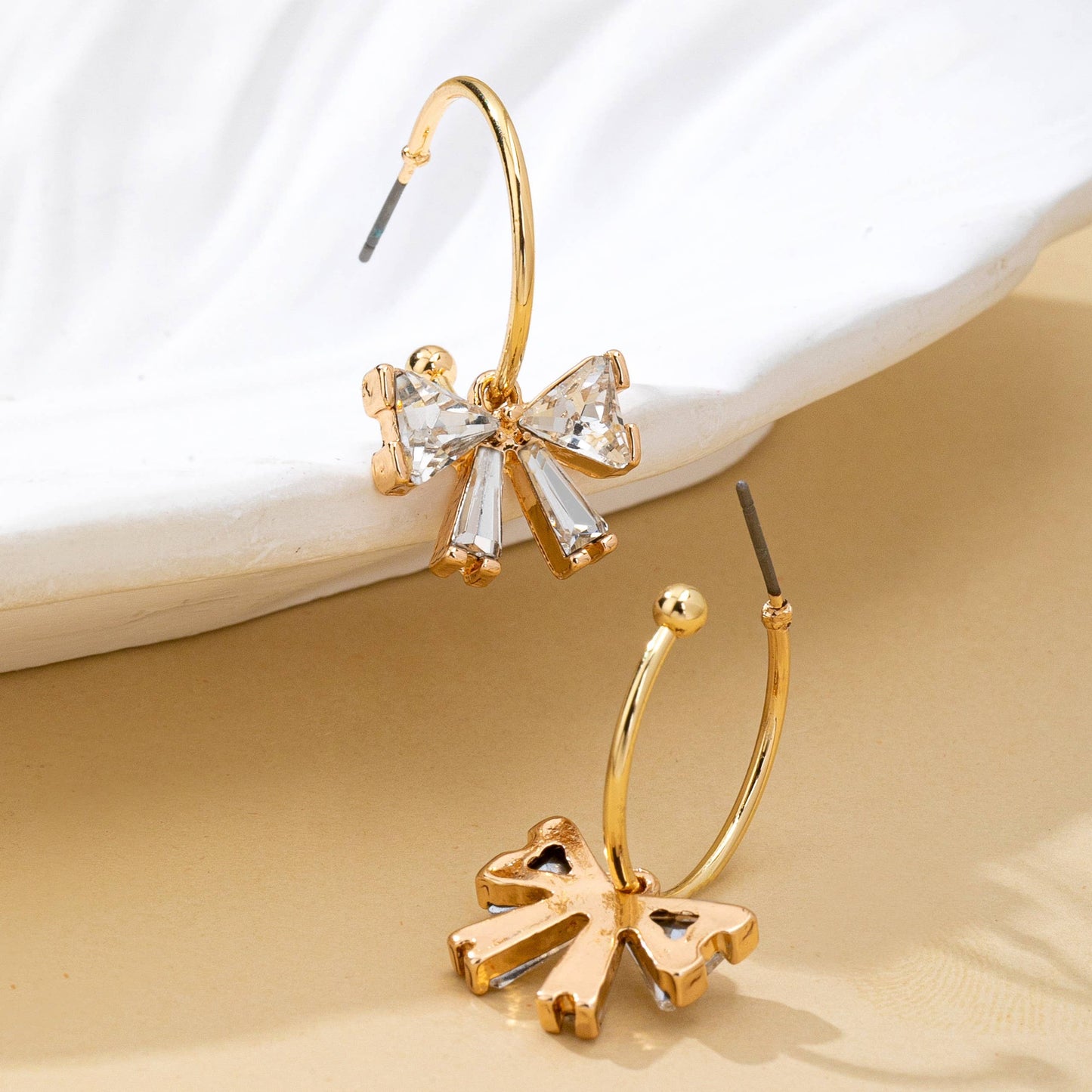Crystal Bow Hoop Earrings