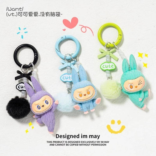 New Mini Yoga Labubu Keychain – Cute Figure & Bag Charm