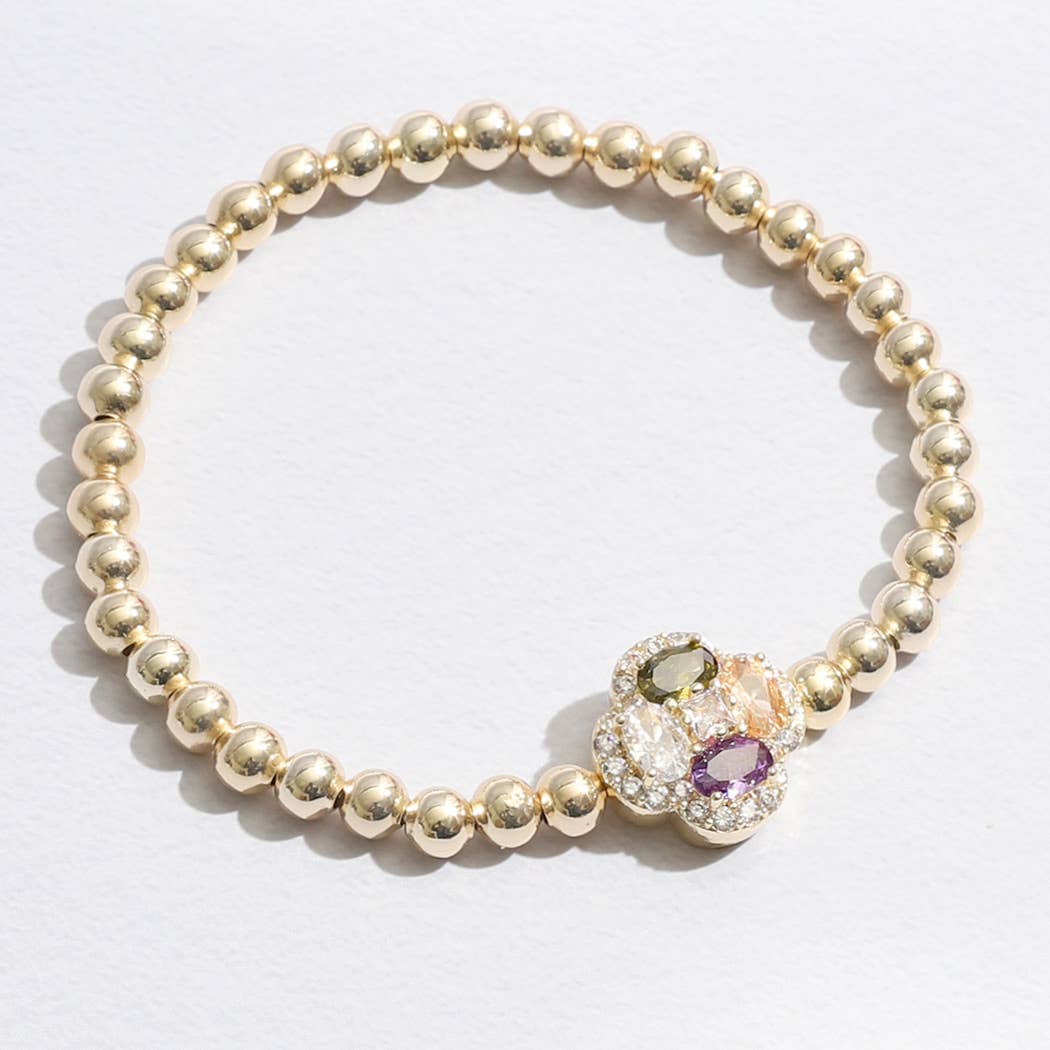 Multicolor Cross Beaded Gold Tone Bracelet