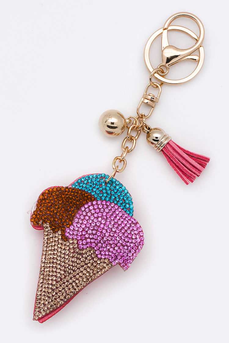CRYSTAL ICE CREAM CONE KEY CHARM