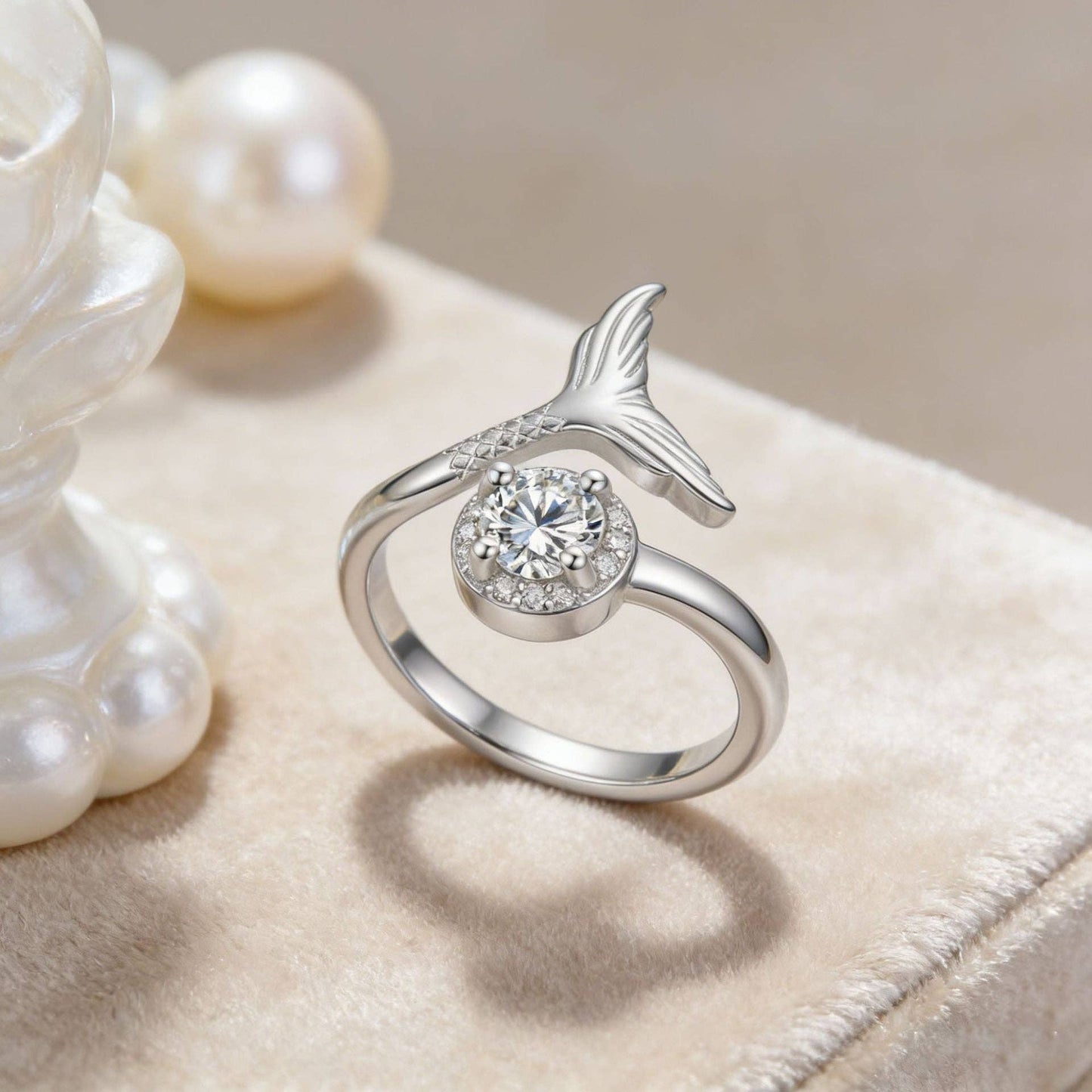 Dainty Mermaid Tail Adjsutable Ring in Solid Copper