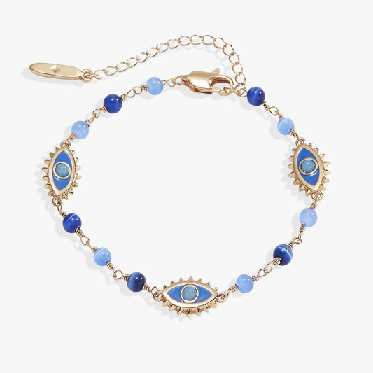 Blue Aventurine Evil Eye Linear Bracelet