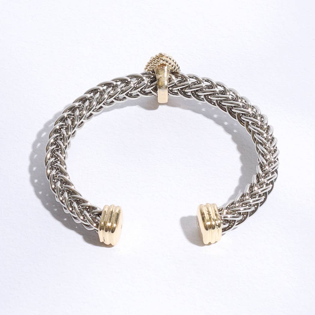 Two T Ponytail Eye Pave Bangle Bracelet