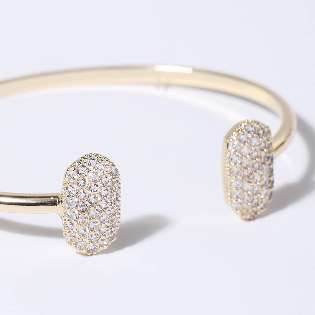 Gold Wire Pave Hexagon Bangle Bracelet