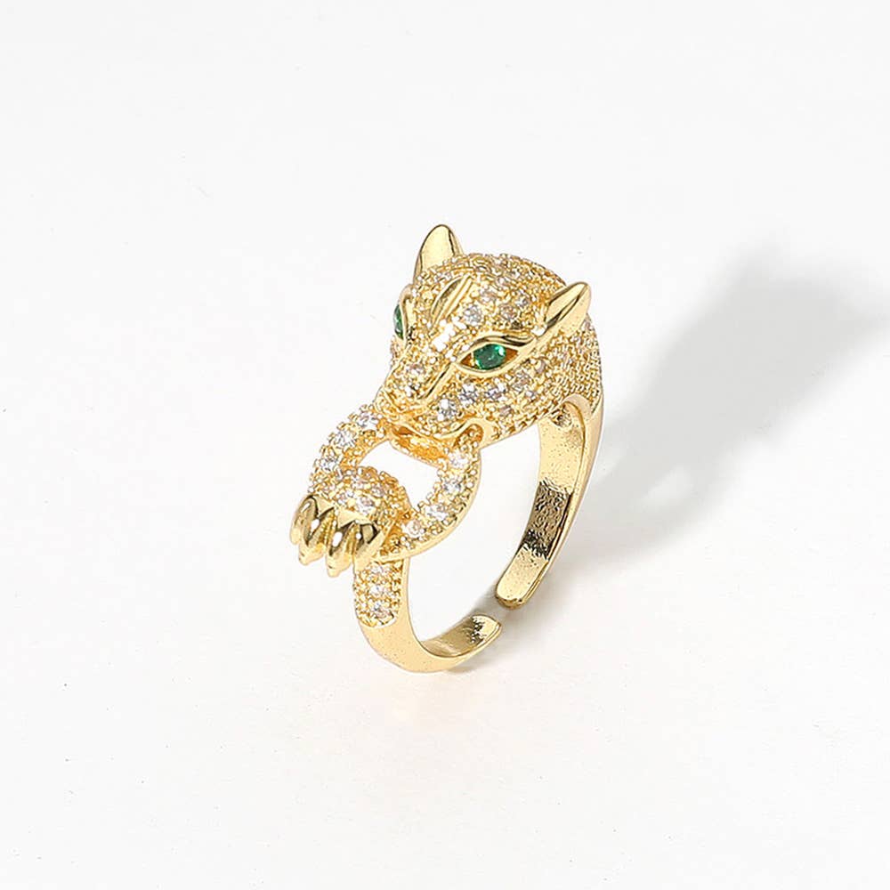 Paved Leopard Adjustable Ring