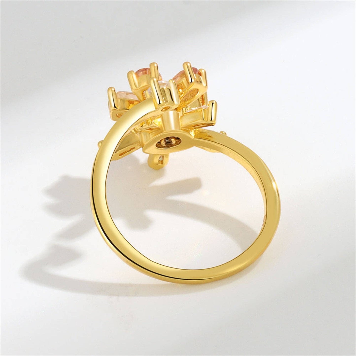 Orange Flower Anxiety Fidget Spinner Ring in Solid Copper