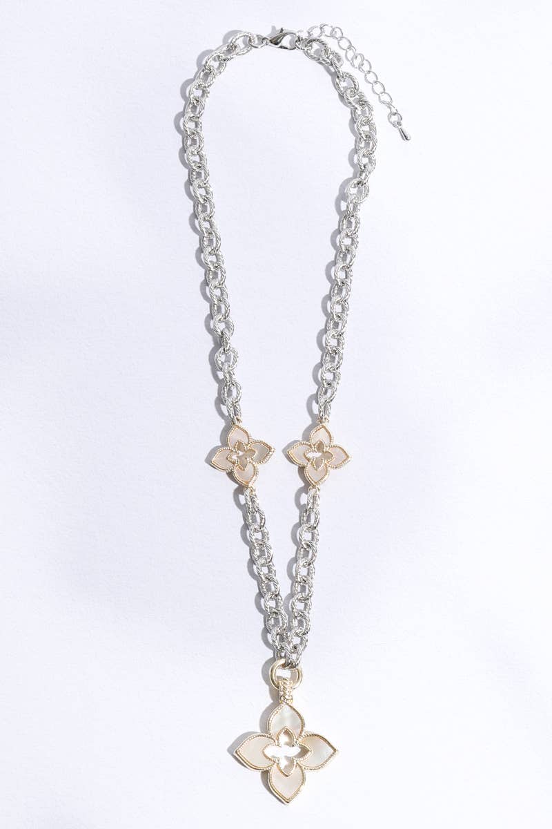 Clover Pave Clover Mop Gold Necklace