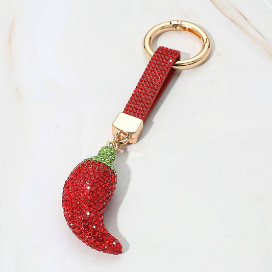 Bling Studded Chili Pepper Keychain / Bag Charm