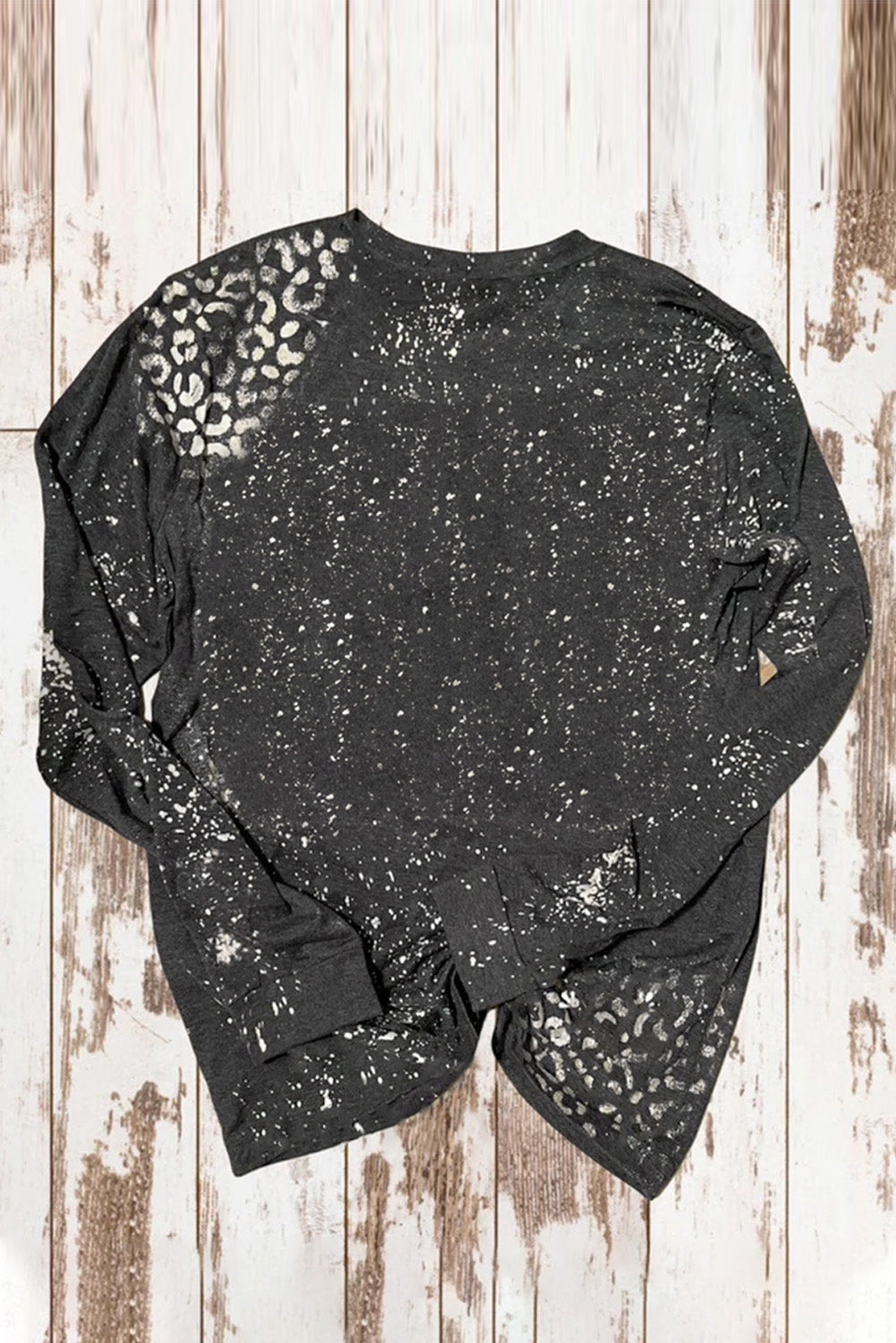 Black TOUCHDOWN Season Football Leopard Print Long Sleeve Top