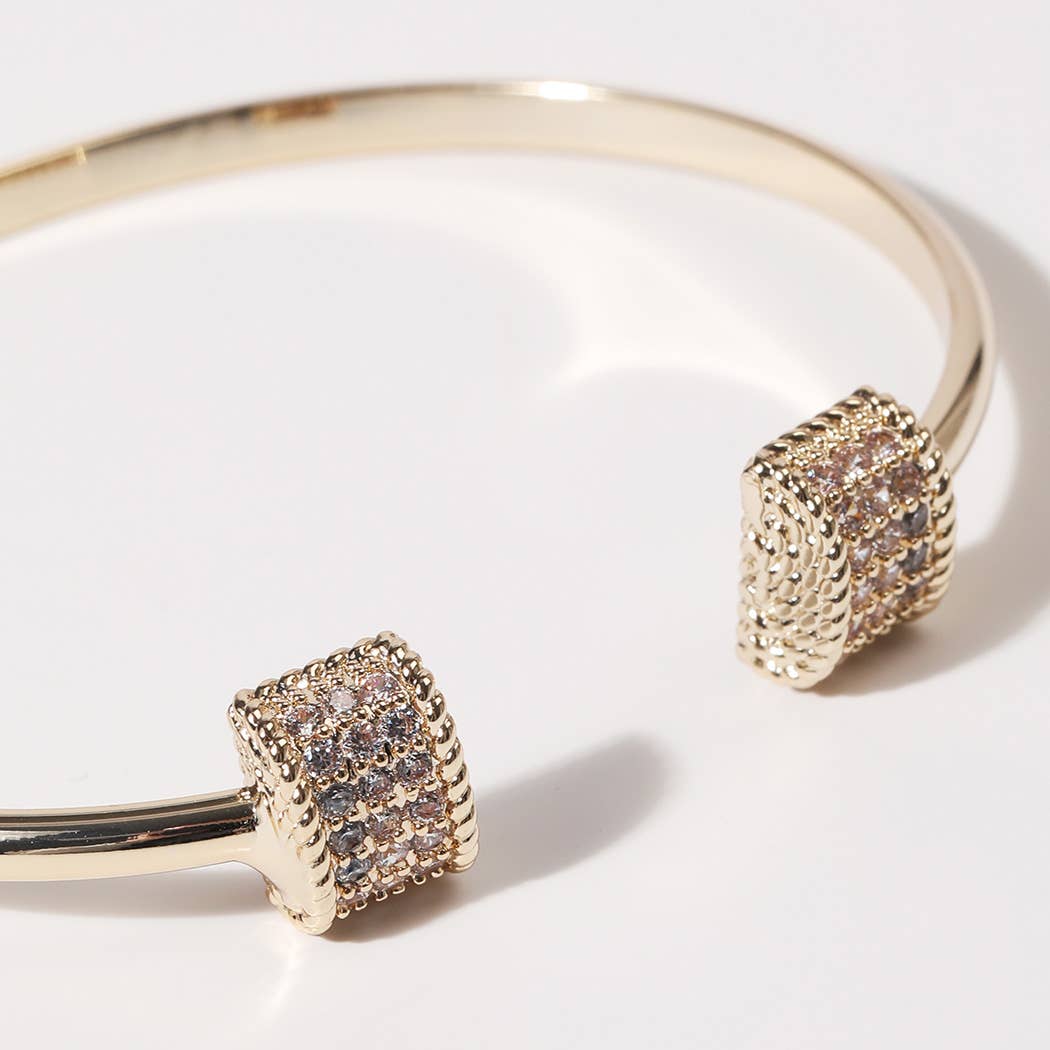 Bar Edge Gold Plated Cuff Bangle Bracelet