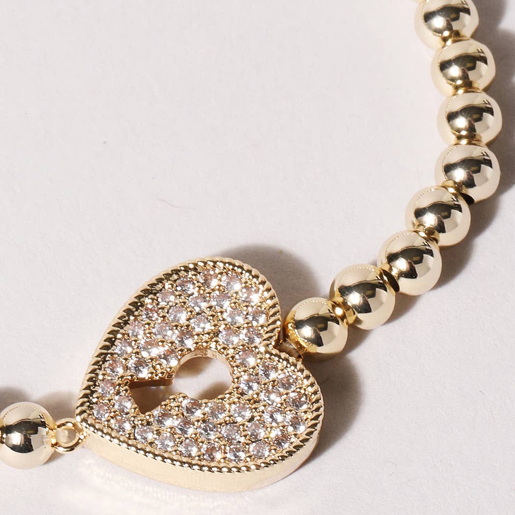 Heart Gold Beaded Bracelet