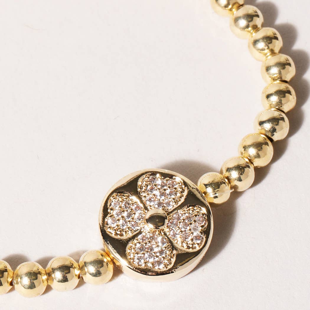 Clover Gold Beaded Bracelet
