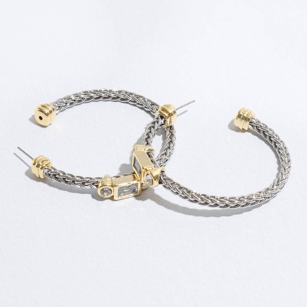 Braided Hoop Geometric Shape Post Earrings