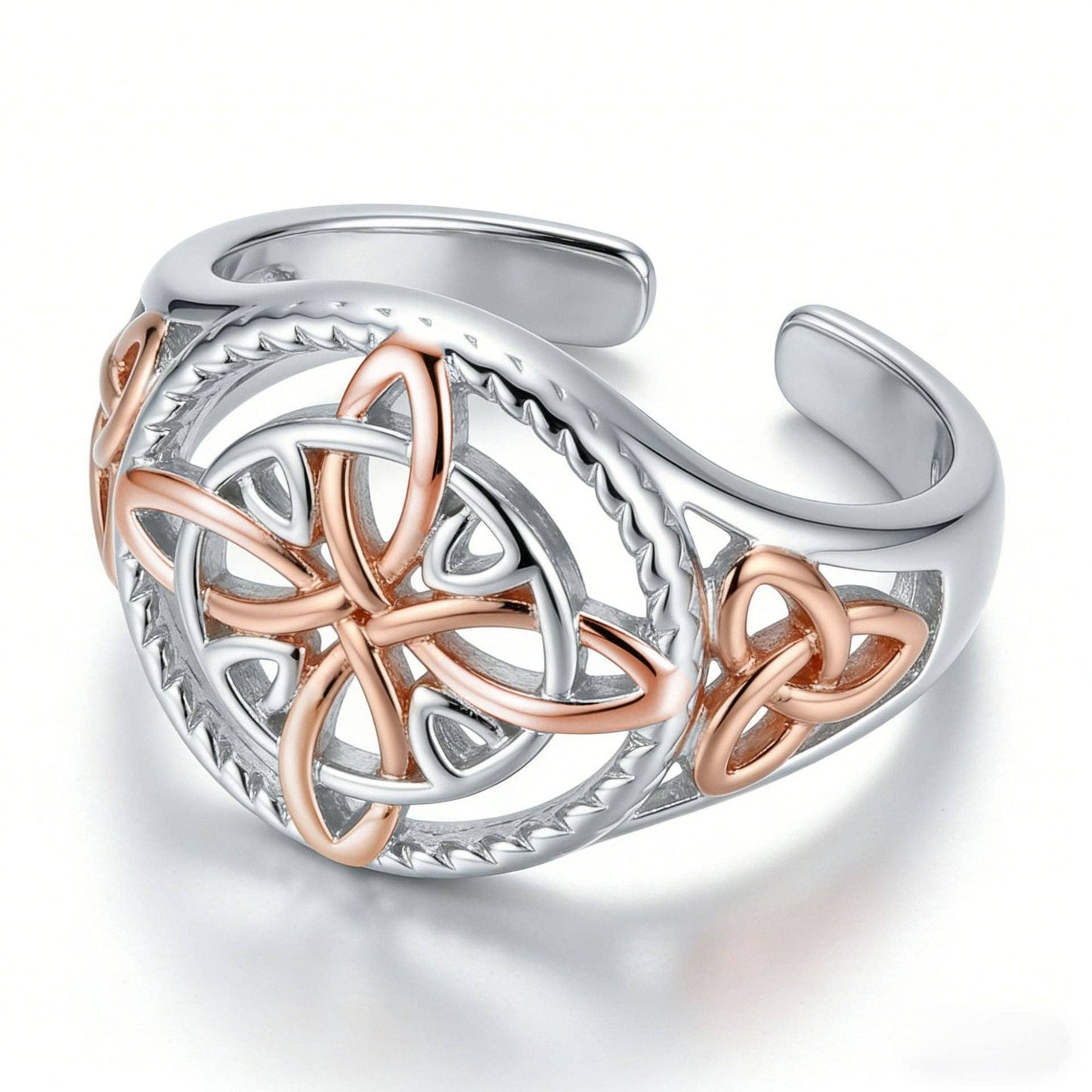Vintage Two Tone Knot Adjustable Ring in Solid Copper